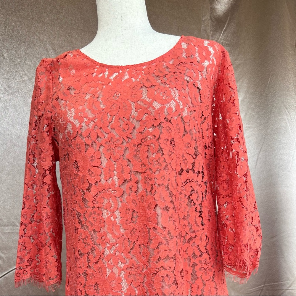 Anthropologie Coral lace dress